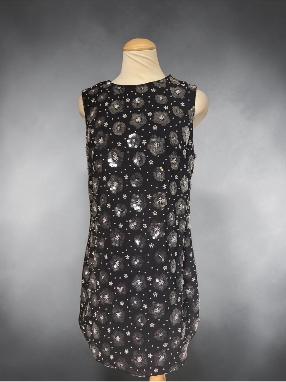 Sam Edelman Black Sequin Floral Mini Dress